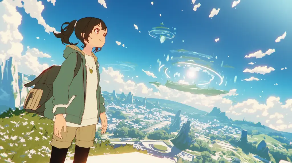 遠くを見つめる少女のイラスト。UnityのAnimator Controllerの世界へ踏み出すイメージ
