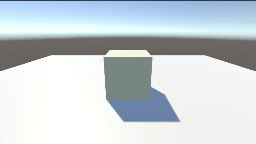 前回作成した追従カメラの動作例。Cubeオブジェクトを斜め後ろから追いかけるメインカメラ