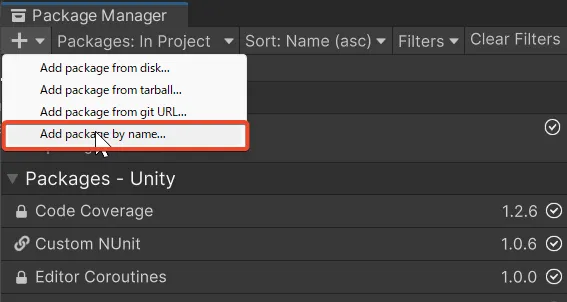 UnityのPackage Managerから Toon Shader を名前指定でインストールする画面