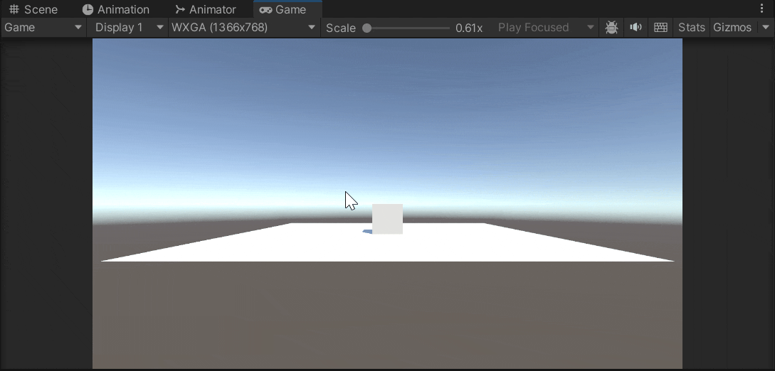Cubeオブジェクトを移動させたりジャンプさせている画像
