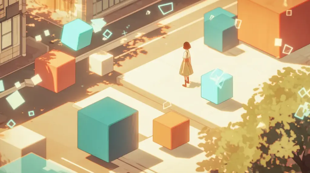 UnityでCubeをWASDキーで操作している様子を表すイメージ図。物理挙動での移動制御を表現。