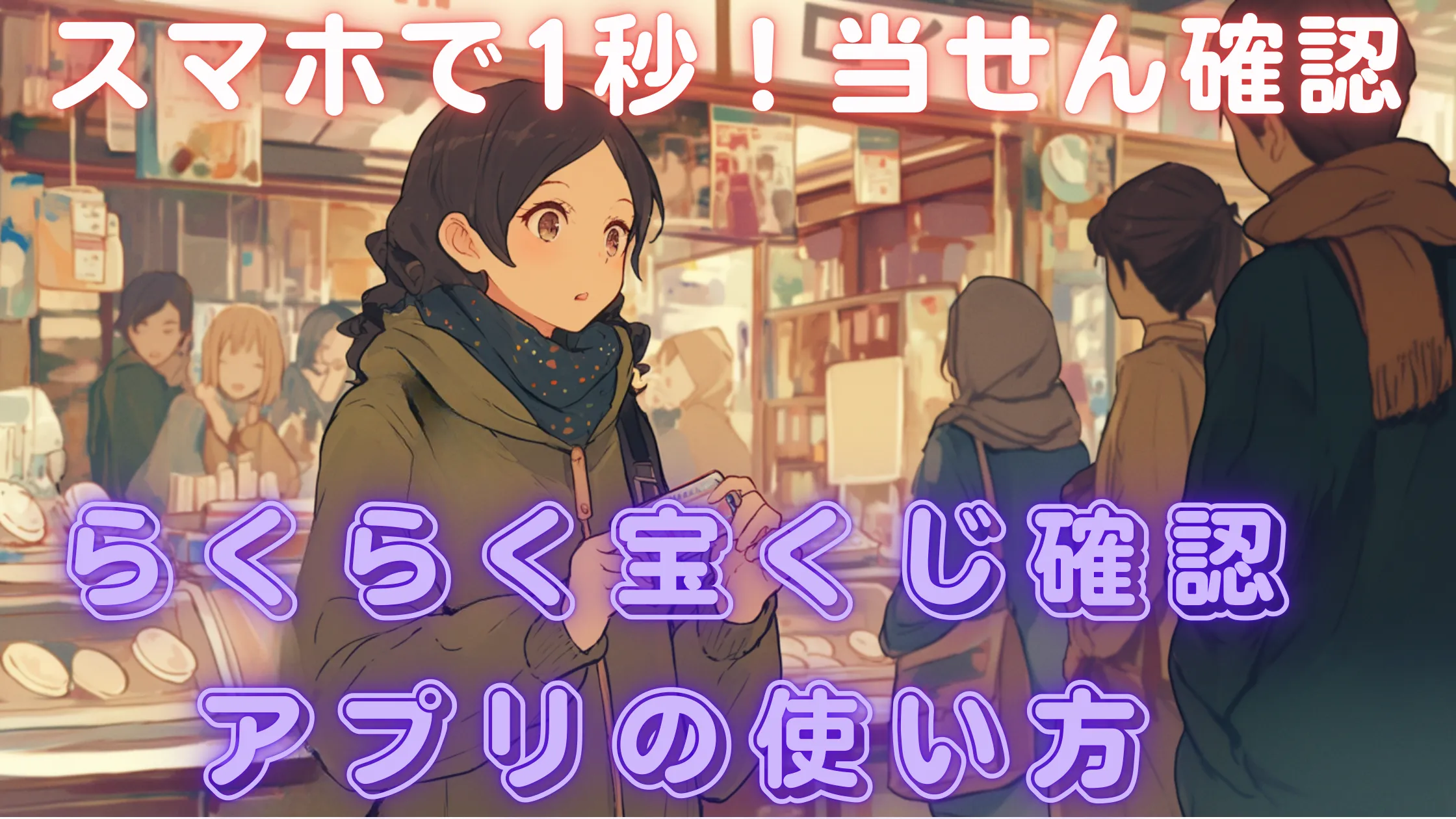 らくらく宝くじ確認のサムネイル。「これから良いことがありそう」というポジティブな雰囲気